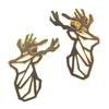 [P5904] - Gold 'Origami' (deer) Handcrafted Earrings - 22x15 Mm