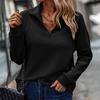 Women Fall Spring Sweatshirt Zippered Stand Collar Long Sleeves Solid Color Patchwork Loose Pullover Sport Daily