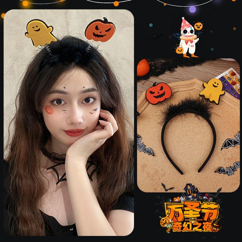 Spider Halloween Hairband Cartoon Pumkin Hairband Trendy Halloween Feather Headband Girl