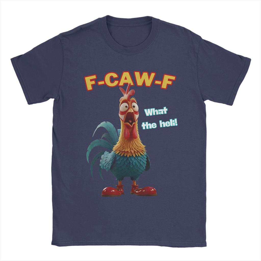 Men Funny Chicken F-CAW-F What The Heli Poultry Humor T-Shirts 100% Cotton Clothing Summer Y2K Short Sleeve T-Shirt Big Size