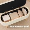 2-in-1 Fabric Storage Bench with Wooden Legs, 110x40x43 cm, Cream