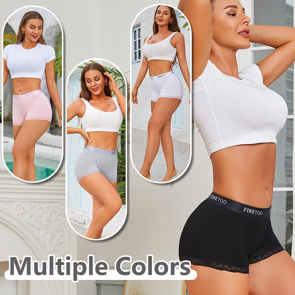 4Pcs Women's Lace Panties Cotton Boxer Briefs Seamless Sports Boxers Underwear Female Briefs Lingerie Intimate Underpant