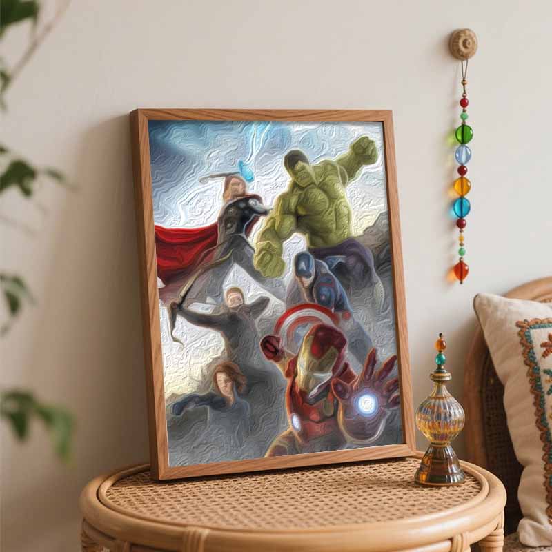 Disney Oil Painting DIY Digital Painting Avengers Heroes Action Scene HandPainted Wall Art for Living Room and Entryway.