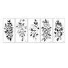 Sketch Tattoo Rose Flower Black and White Tattoo Sticker Set of 5, BK-03, 1 Set