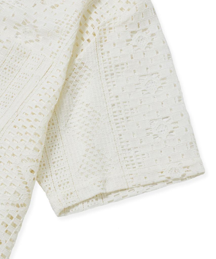 BROWNBREATH Crochet Open Collar Shirts - Ivory
