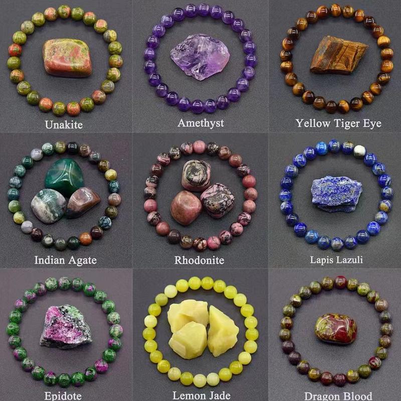 Classic Mixed Natural Crystal Beads Assorted Gemstone Loose Bead Strand Handmade Chain Link Bracelet Necklace Jewelry