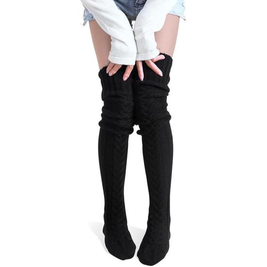 Женские вязаные чулки до бедра Эластичные однотонные носки для ботинок Длинные зимние чулки выше колена Гетры для ботфортов Юбки Вечеринки Улица