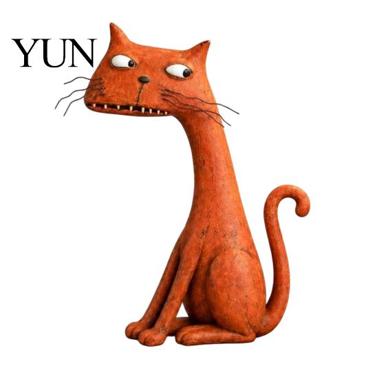 Decorative Figurines for Living Room Resin Farmhouse Cat Figurine, Creative Country Style Animal Statue, Rustic Unique Gifts Home Decoration