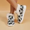 2024 New Women's Cow Pattern Ankle Snow Boots for Warm and Comfortable Flatsole Shoes with Plush Lining and Anti Slip Shoes