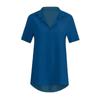 Women V Neck Tops Solid Blouse Short Sleeve Fashion Tees Loose Summer