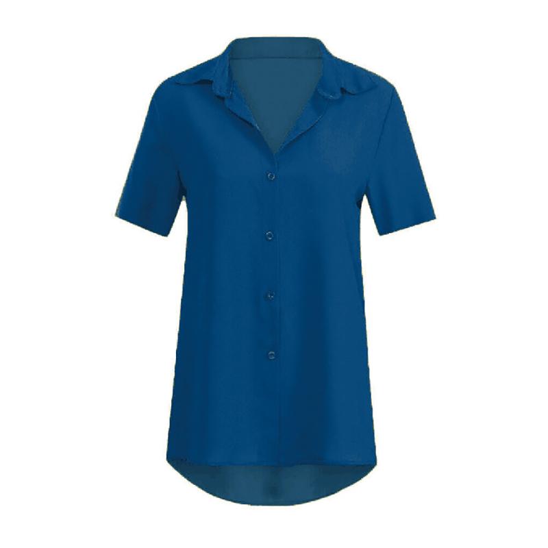 Women V Neck Tops Solid Blouse Short Sleeve Fashion Tees Loose Summer