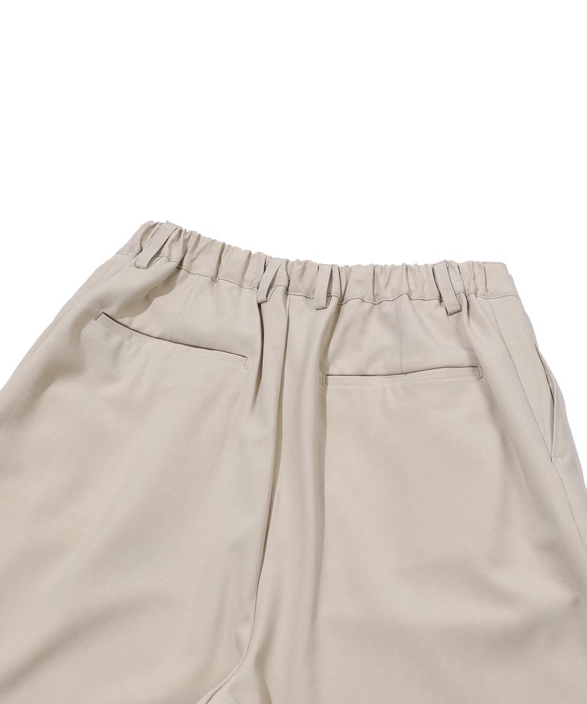 GNOK [Summer] Double-Pleated Elastic Wide Slacks [Beige]
