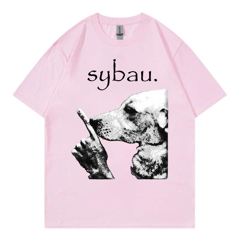 Sybau Dog Shush Funny Meme T Shirts Unisex Unisex Fashion Vintage Short Sleeve Tshirts High Quality 100cotton Oversized Tshirt