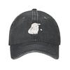 Cute White Bunny Baseball Cap Washed Cotton Distressed Adult Casual Sun Protection Adjustable Hat