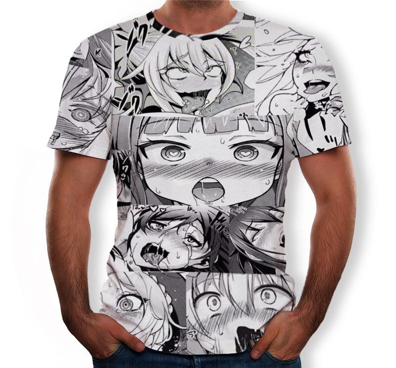 SCIONE Мужская модная футболка с коротким рукавом Ahegao Anime Leisure с 3D принтом