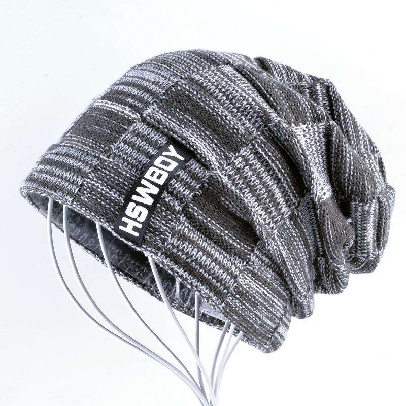 Winter Beanies Hat For Men And Women Fashion Knitted Plaid Skullies Beanie Thick Hats Add Velvet