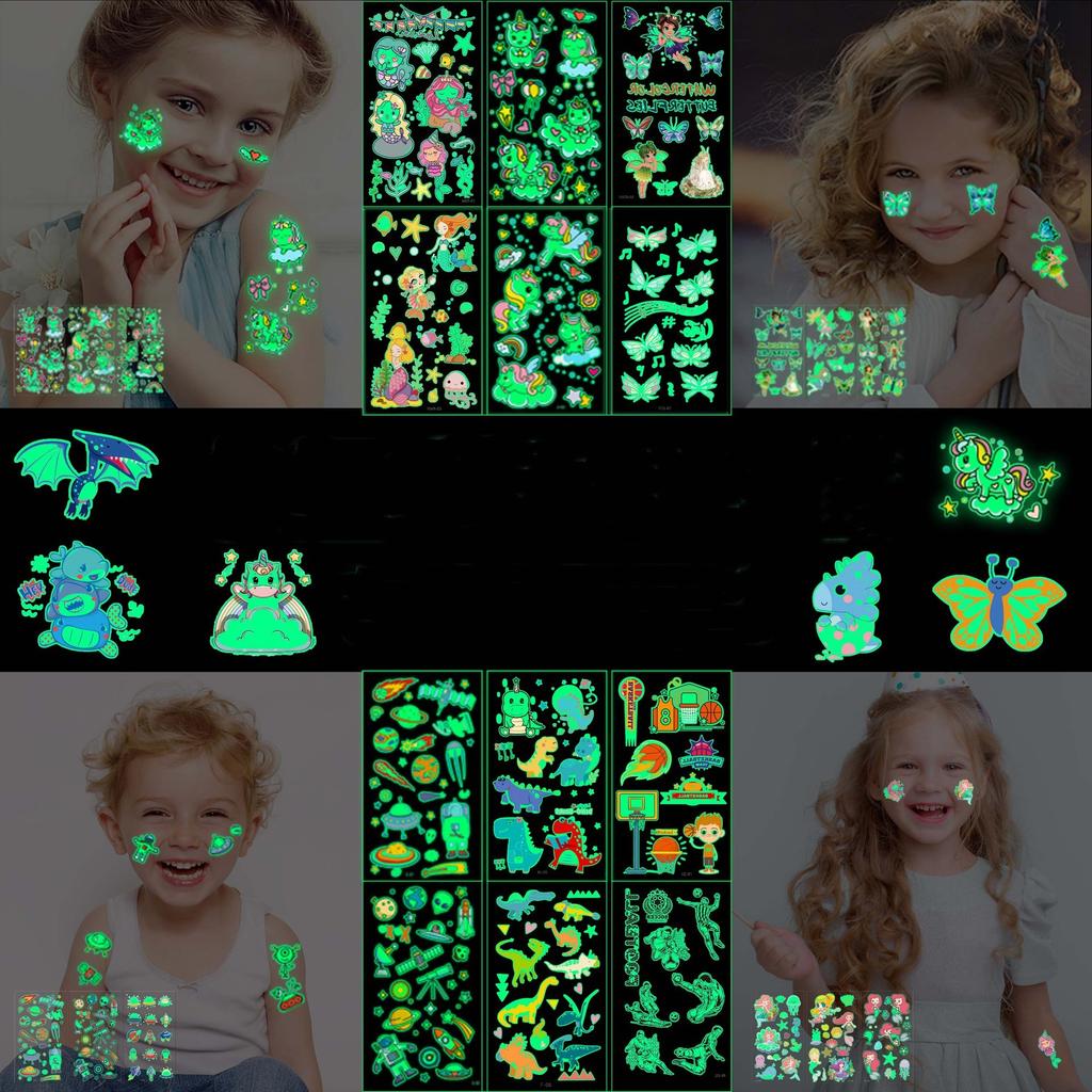 10pcs New Dinosaur Sticker Glow In The Dark Toys Luminous Star Stickers Fluorescent Painting PVC Stickers Toys for Kids Girl Boy
