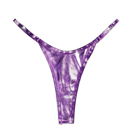 Женские стринги, глянцевые, треугольной формы, однотонные, эластичные, мягкие, средней длины, с регулируемым ремешком