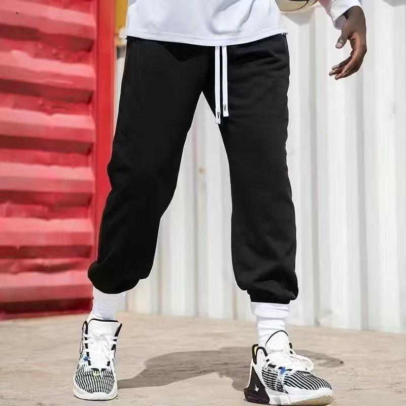 Трендовые спортивные мужские зимние утолщенные американские спортивные штаны со шнуровкой, свободные баскетбольные брюки, прямые