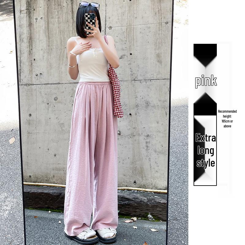 Douyin Quality Women's Summer 2025 Ice Silk Wide-Leg Pants - Casual & Thin Style