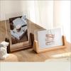 Modern U Shaped Acrylic Photo Frame Walnut/Beech Base Transparent Desktop Decor for Home Office Photo Display Gift