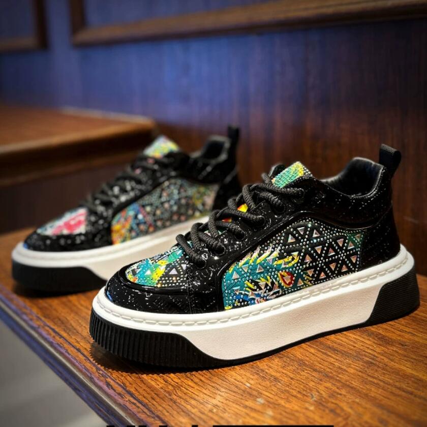 Популярная мужская обувь полна кед на ромбовидной подошве, обуви парикмахера и сценической обуви из ткани с принтом A11