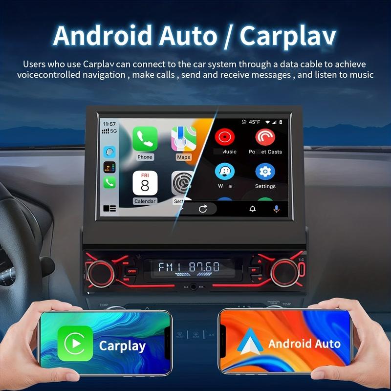 Universal 1 Din Car Radio 17.78cm Retractable Screen Car Multimedia Video MP5 Player, Incar Entertainment, Driving Companion