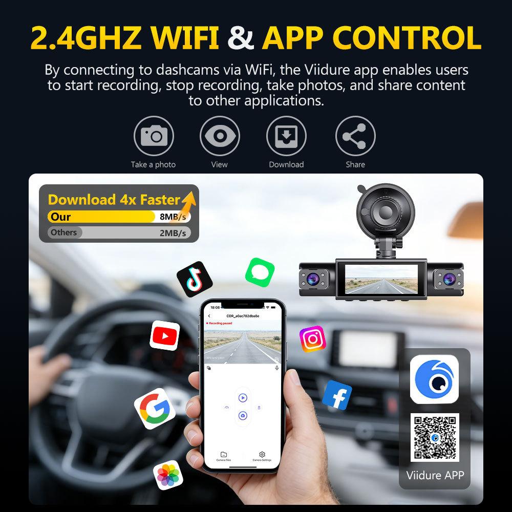 4-канальная 360° видеорегистратор, FHD 1080P, приложение WiFi, 4 объектива камеры, видеорегистратор для автомобилей с камерой заднего вида