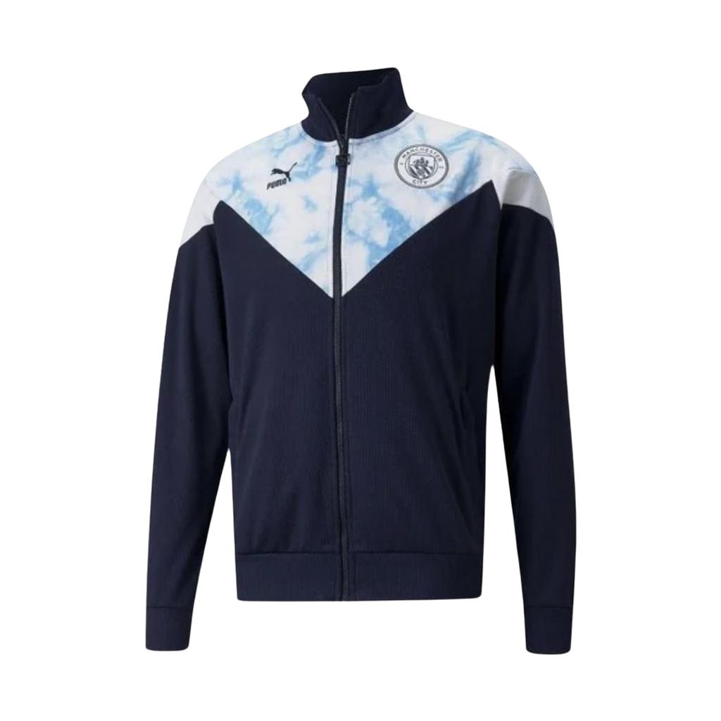 Puma Manchester City Football Club Повседневная спортивная куртка с контрастным облачным принтом Мужские куртки Синий Белый 765202-05