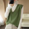 Свободный воротник шерстяной трикотажный жилет без рукавов корейской версии однотонный повседневный женский жилет топ