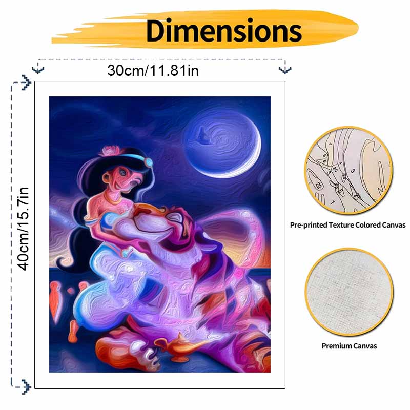 Disney DIY Oil Painting Art Painting Kit Princess Jasmine Tiger Home Wall Decor Handmade Gift For Room Bedroom Living Decor Aesthetic 123