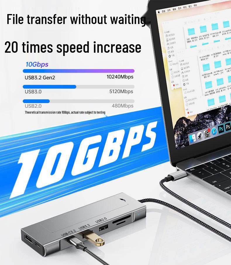 Док-станция для M.2 SSD с концентратором Type-C 3.2, многопортовая док-станция 10G