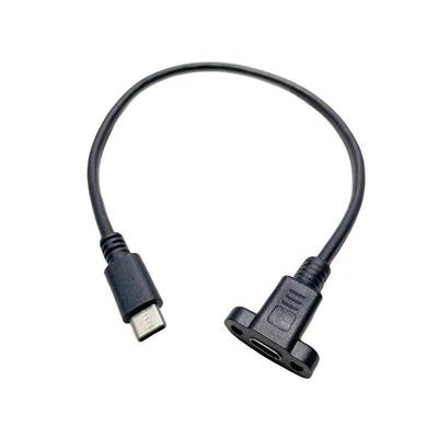 1 шт. Кабель-удлинитель USB Type-C (папа-мама) для крепления на панель с разъемом-фиксатором на винте, 0,3/0,5/1/1,5 метра
