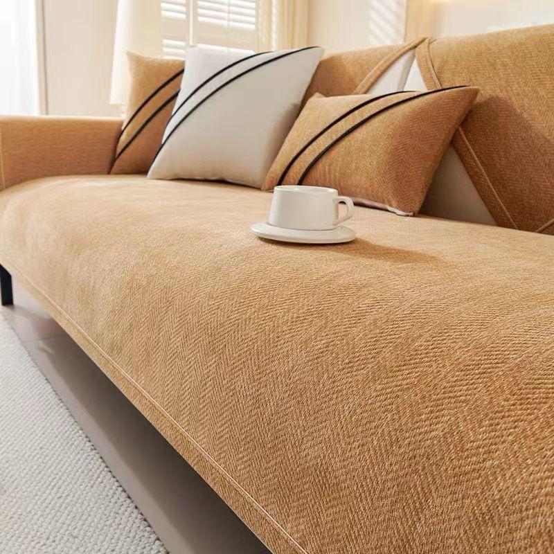 New Chenier Sofa Cushion Cover Pad, High-Grade Slippery Seat Cushion, Four-Season Universal Straight Sofa Cover Cloth