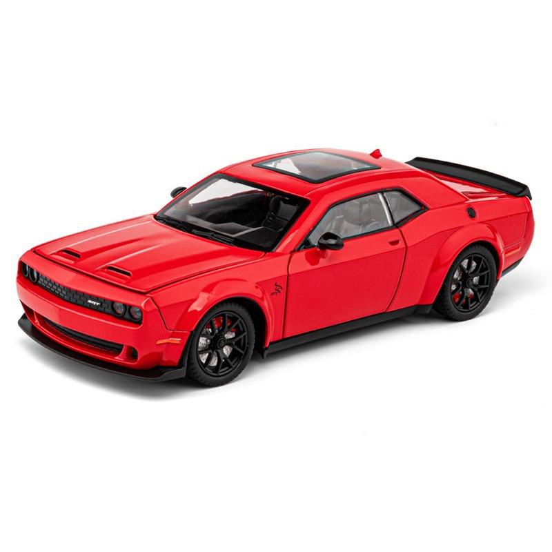 1/24 Dodge Challenger Hellcat Redeye SRT Alloy Sports Car Model Scale Car Diecast Metal Vehicle Sound and Light Childrens Toy Gifts