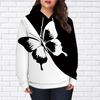 Женская мода, черный, крутой, с принтом бабочек, свободные топы с капюшоном, блузка, свитшот, повседневный свитер с длинным рукавом