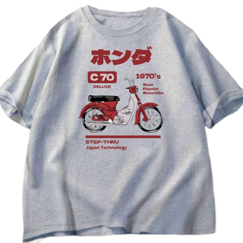 Japanese Style Vintage Anime Car T-shirt for Men Women Summer Printed T Shirt Loose High Quality Round Neck Tees Clothes Summer
