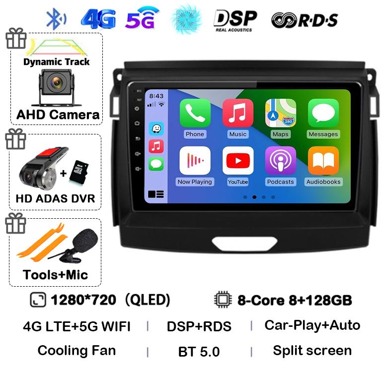 Android 14 Carplay Авто Радио Стерео Для Ford Ranger 2015 2016 2017 2018 2019 2020 GPS Мультимедиа Авторадио Плеер Головное Устройство