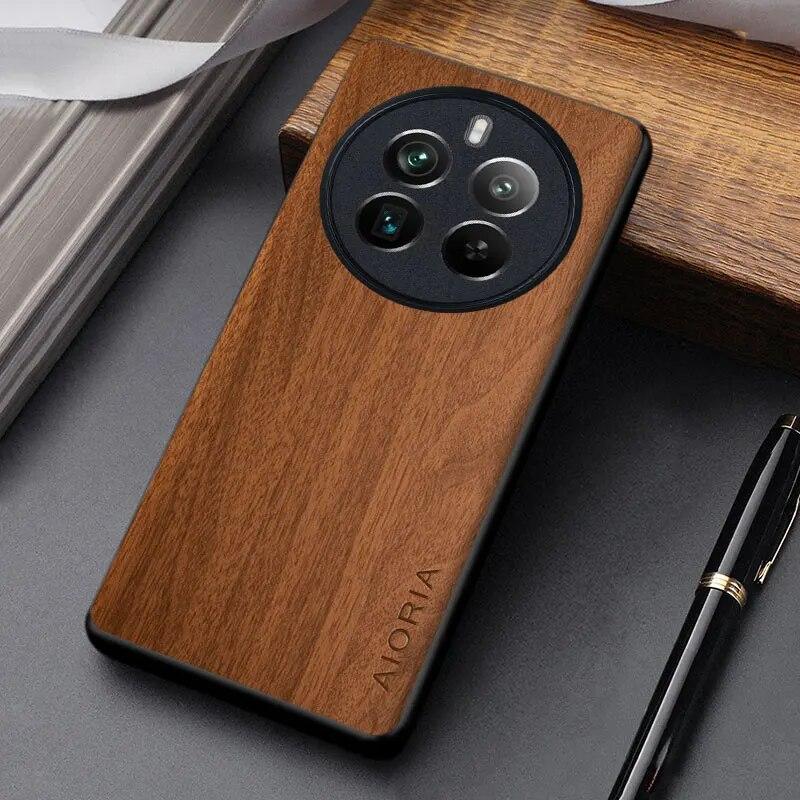 Чехол для Realme 12 Pro Plus 5G, простой и легкий чехол из искусственной кожи с деревянным узором для Realme 12 Plus, чехол Funda