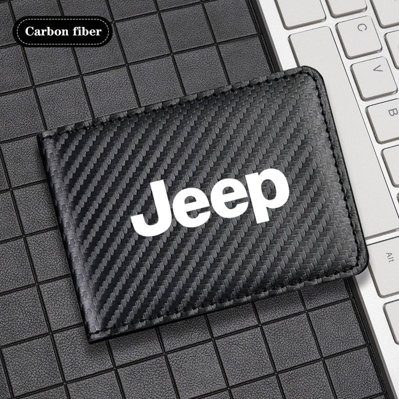 AKU3 Car Driving Wallet Card Holder Driver Holder Card Bag For Jeep Grand Cherokee Wrangler JK Gladiator Compass Renegade Patriot