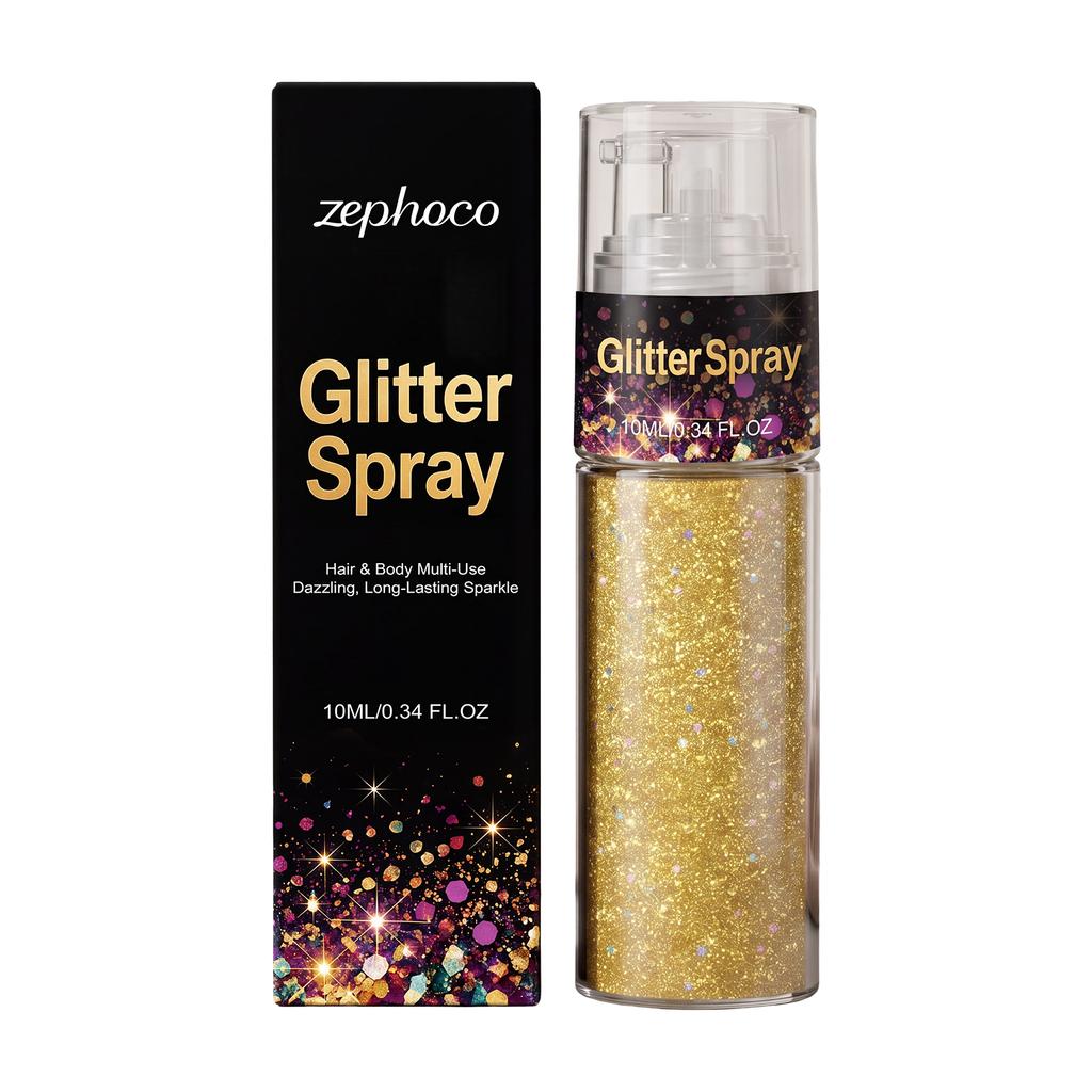 Glitter Spray for Hair and Body, Multi-use Shiny Glitter Makeup Spray for Party Stage