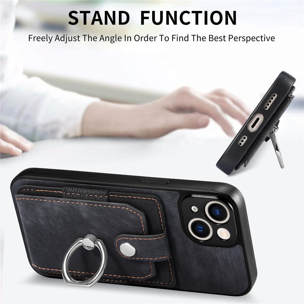 Слоты для карт Slim Fit Кожаный магнитный чехол для IPhone 14 13 12 Кольцо-подставка Кошелек Чехол для карт Samsung Galaxy S20 S21 FE S22 S23 Plus Ultra S10E