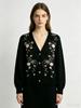 European-American style autumn/winter new heavy-work embroidered beaded floral knit cardigan for women, loose V-neck outerwear sweater