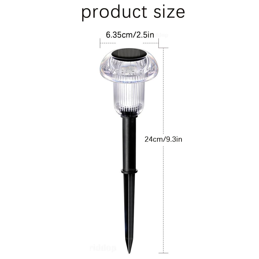 4 шт. солнечных фонарей для дорожек, наружное яркое светодиодное освещение в виде гриба для садовых столбов, для дорожек, газонов, подъездных путей, ландшафтов, декоративное