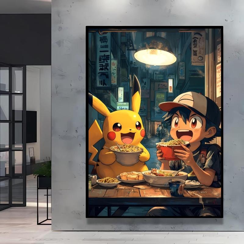 Classic Anime Canvas Paintings Pokemon Posters Living Room Kid Action Figures Children's Bedroom Decor Picture Prints and Prints