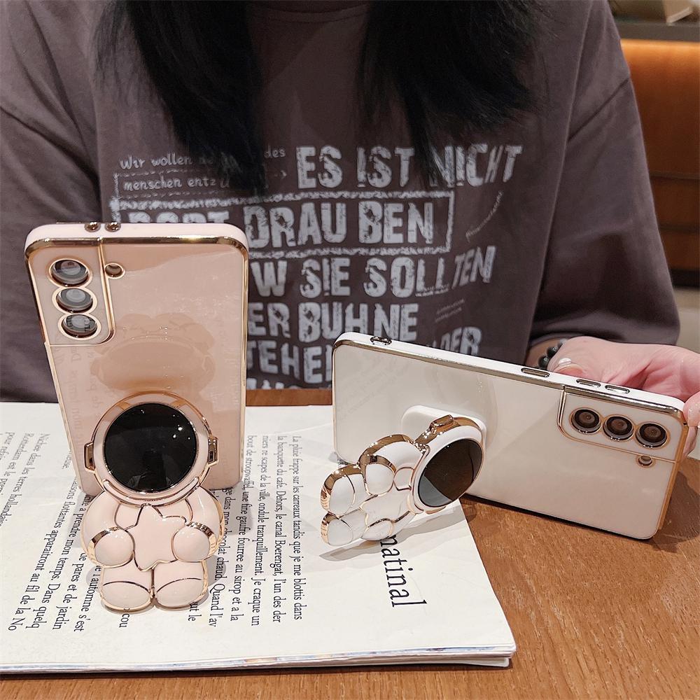 Чехол-держатель с телескопической подставкой астронавта для Samsung S23 S22 S21 S20 Ultra Plus Note 20 Ultra A13 A14 A54 для iPhone 15 14 Plus 13 12 11 Pro Max