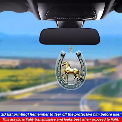 2D Плоская Акриловая Новогодняя Подкова, Акриловый Подвесной Кулон в виде Счастливой Подковы, Рождественское Украшение для Подвешивания на Сумку