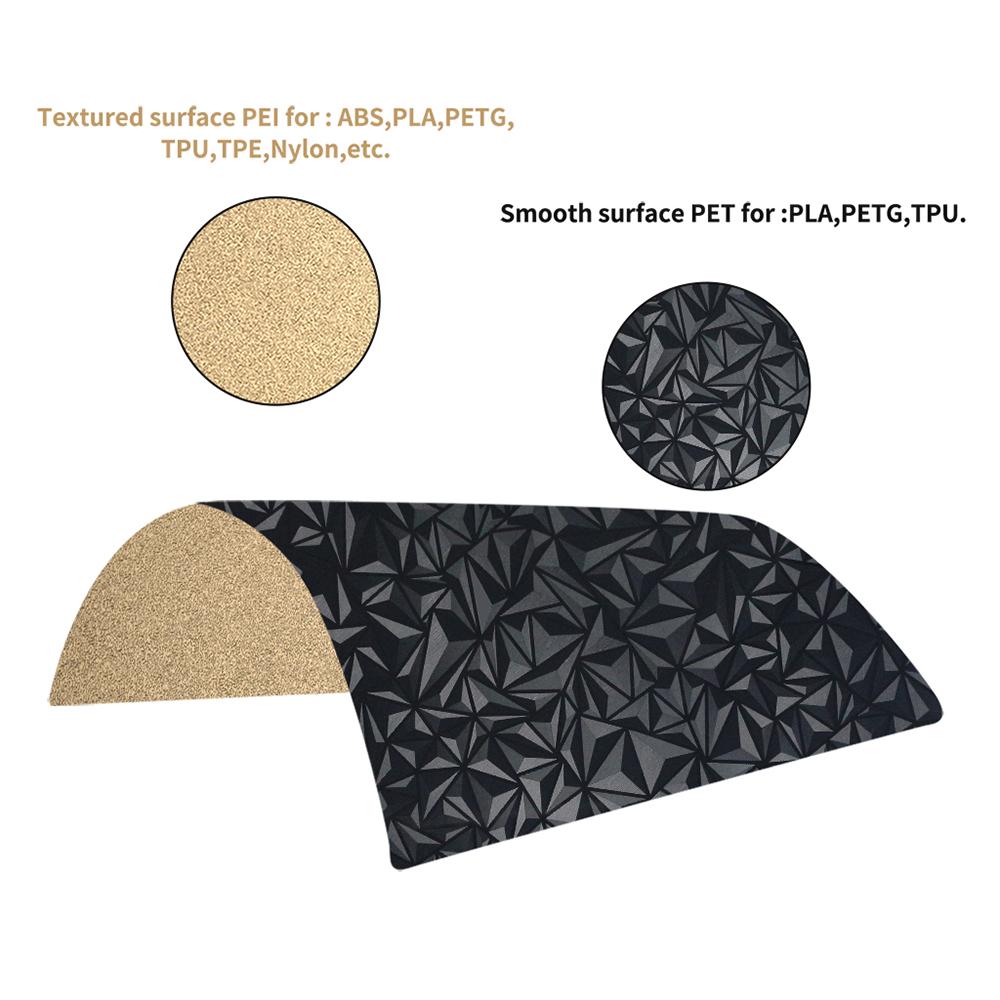 PEI Build Plate Sheet 257x257mm Spring Steel Plate Double-Sided PEI Powder PET Textured Flexible Hotbed Sticker Removable Build Surface Platform Ma