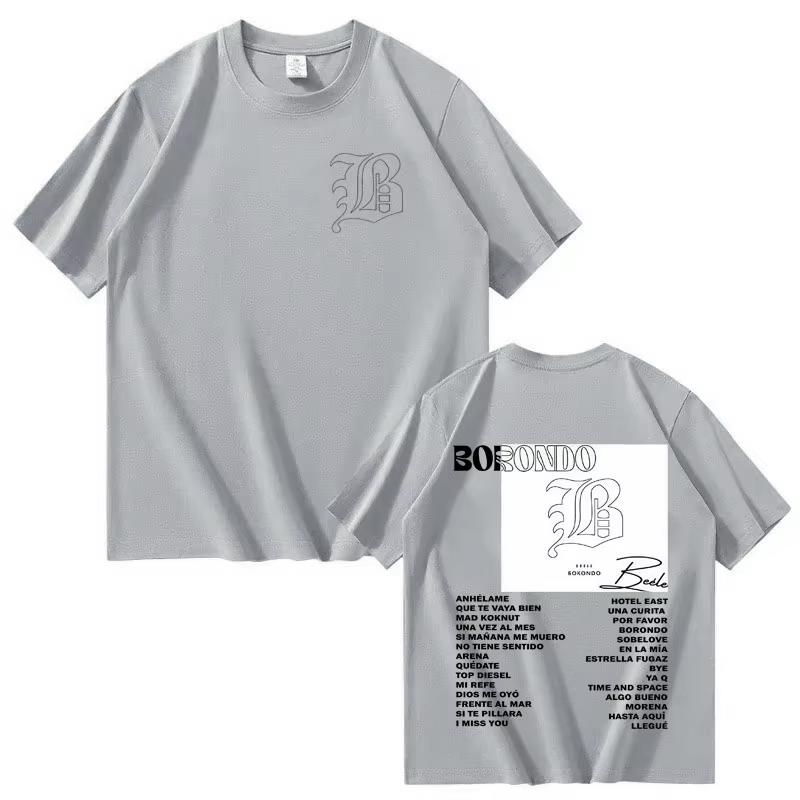 Hot Rapper Beele New Album Borondo Double Sided Print Graphics Merch 2026 Men Short Sleeve   top Harajuku Casual Cozy Tshrit
