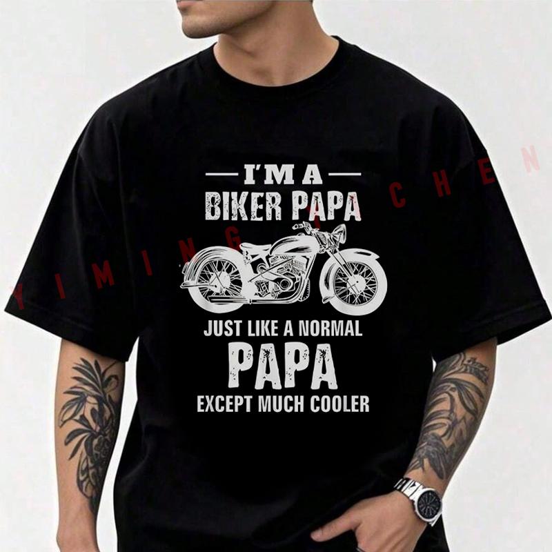 Men's Moto Cotton T-Shirt Motorcycle Shirts Biker Papa Bike Tshirt Adventure Casual O-Neck Top Tee